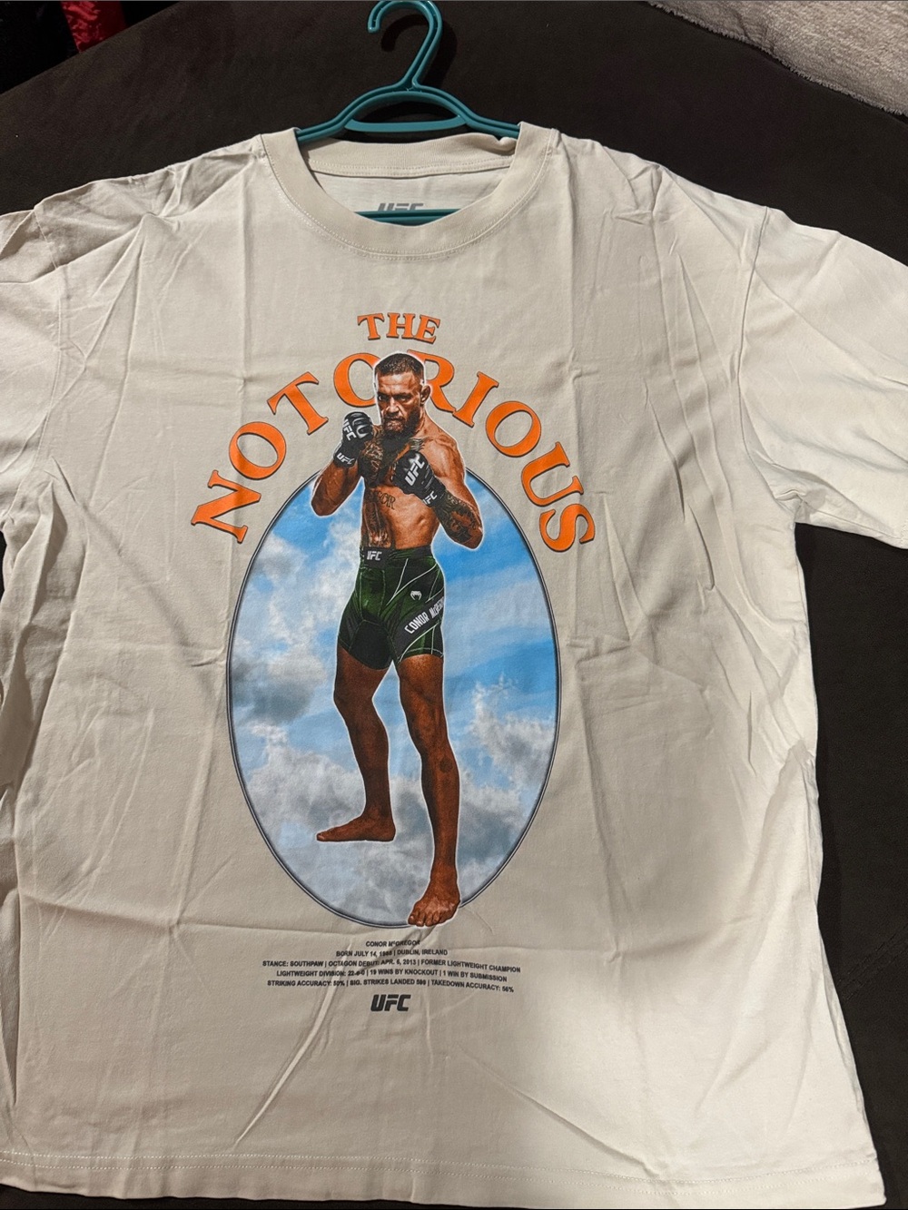UFC "The Notorious" Conor McGregor Graphic Tee - White with Orange Print